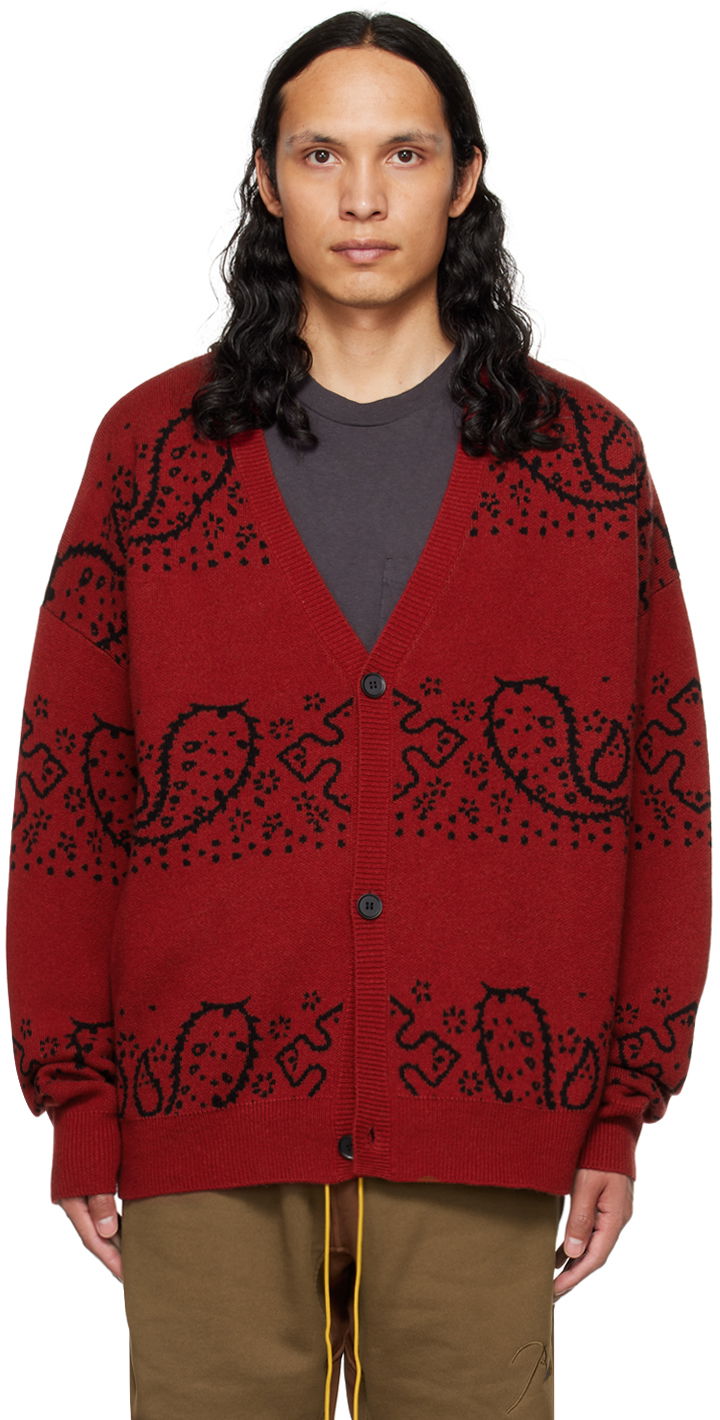 Pleteni pulover Rhude Rhude Bandana Cardigan Rdeča | RHFW22GA10173109