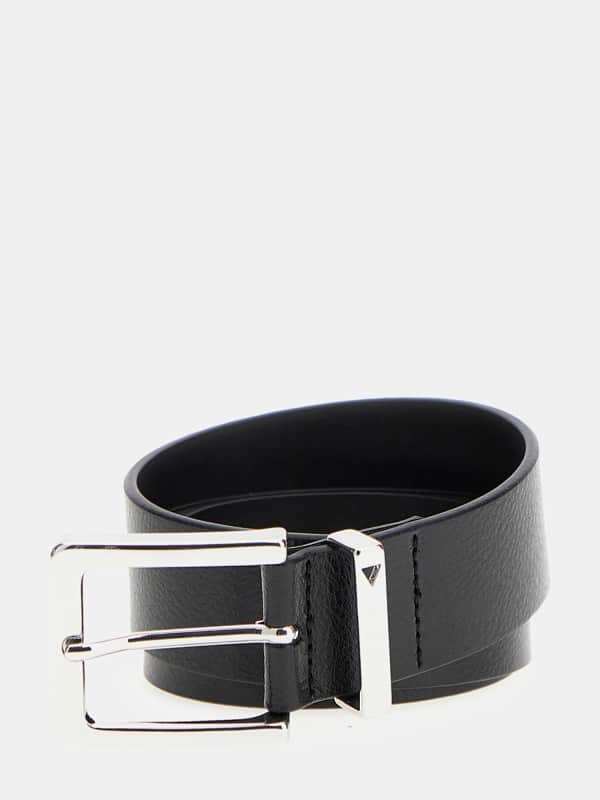 Pasovi GUESS Genuine Leather Belt With Square Buckle Črna | BMAUGLP5130
