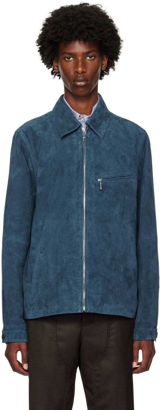 Jakna Paul Smith PS Paul Smith Zip Suede Jacket Modra | M2R-022ZL-N21985-76