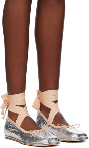 Nega čevljev Simone Rocha Simone Rocha Ribbon Bow Ballerina Flats Kovinski | RMP17 0781, 3