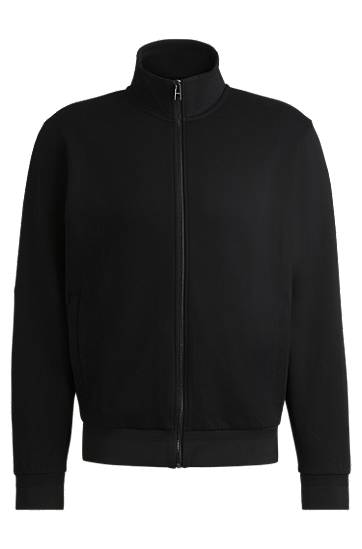 Pleteni pulover BOSS Regular-Fit Stretch Cotton Zip-Up Sweatshirt Črna | 50532755
