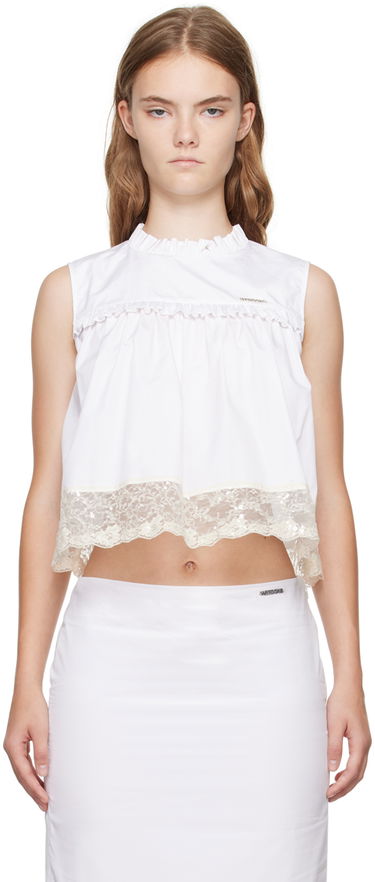 Majica brez rokavov We11done Lace Trim Blouse Bela | WD-BL2-24-140-W-WH, 0
