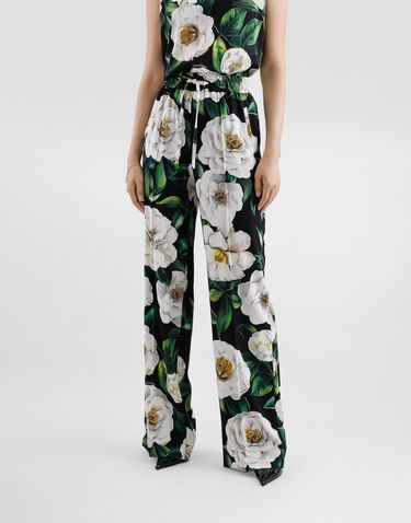 Hlače Dolce & Gabbana Dolce & Gabbana Camellia Print Drawstring Pants Črna | FTC9YTFSA7FHN5JB, 3