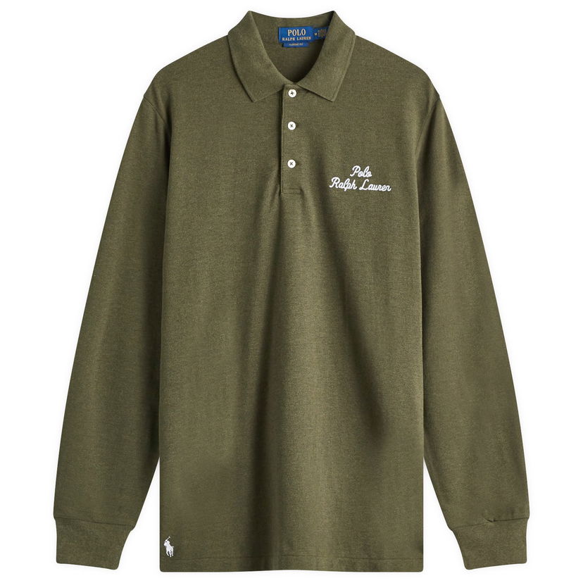 Polo majica Polo by Ralph Lauren Script Logo Long Sleeve Polo Shirt Zelena | 710957364002