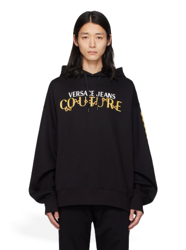 Pulover Versace Jeans Couture Chain Hoodie Črna | E75GAIF01_ECF00F
