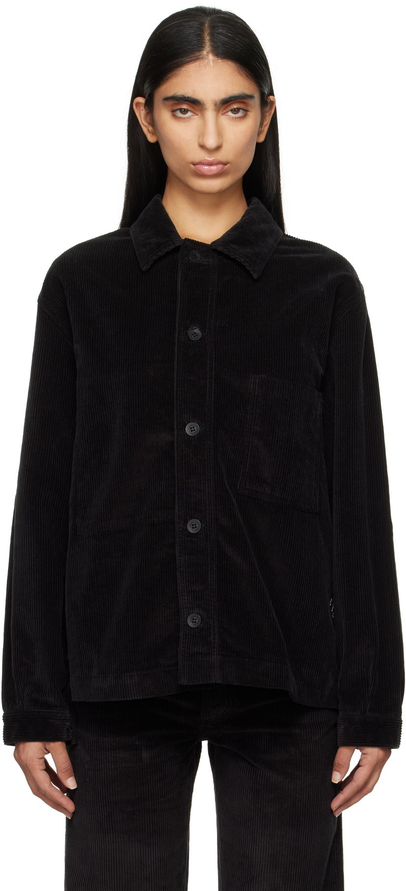 Jakna Baserange Altru Corduroy Button-Up Jacket Črna | JAAL-CO-WI24