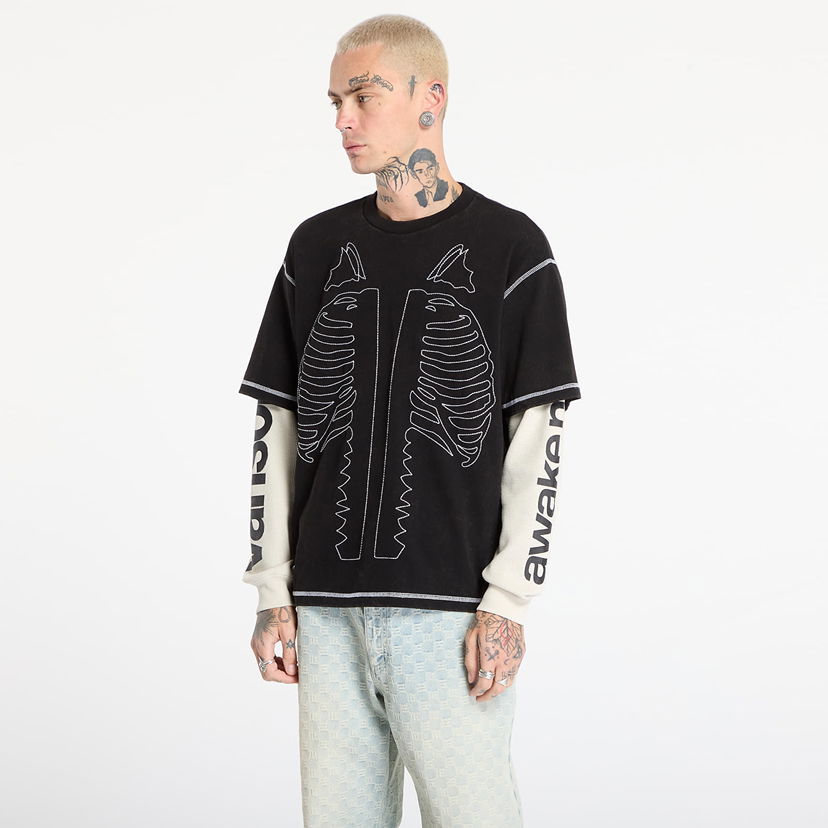 Majica Awake NY Awake NY Vanson Bones Waffle T-Shirt Črna | AWK-FW25-TP008-BLK