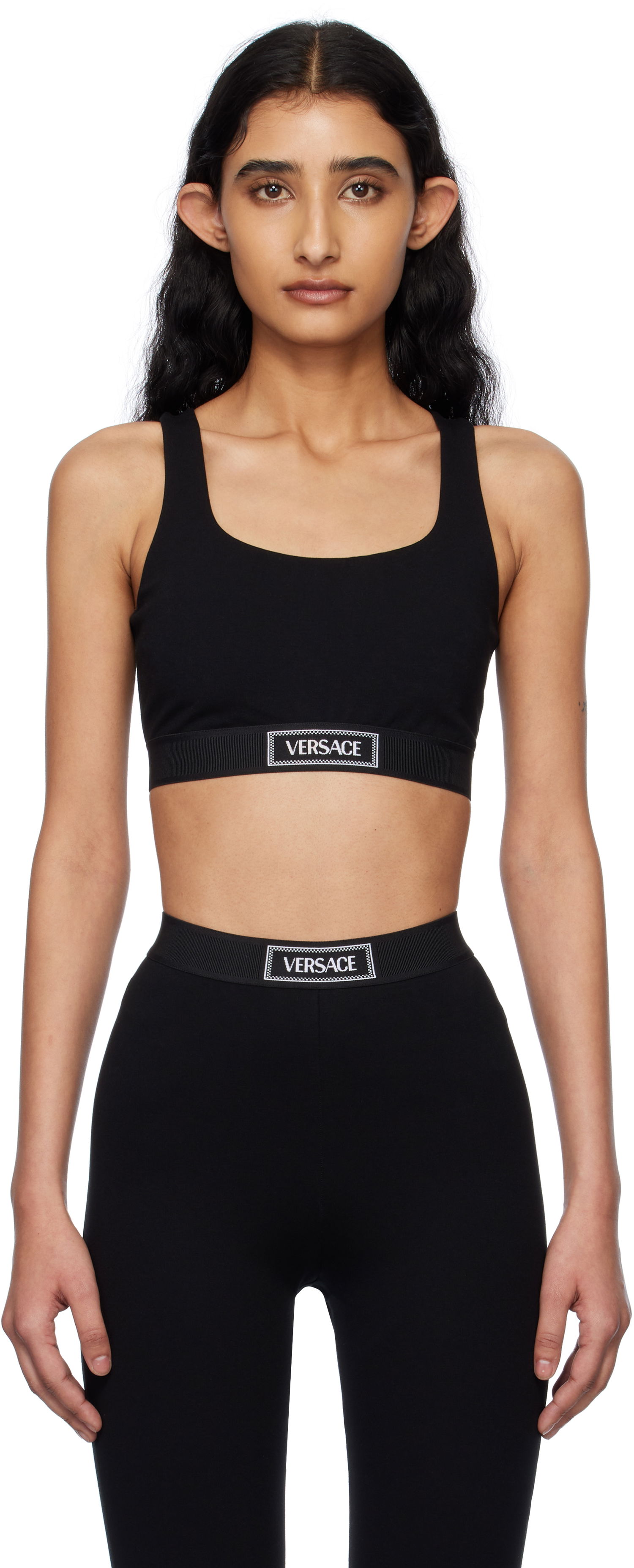 Modrček Versace Versace 90s Vintage Logo Sport Bra Črna | 1015880_1A12037_1B000, 0