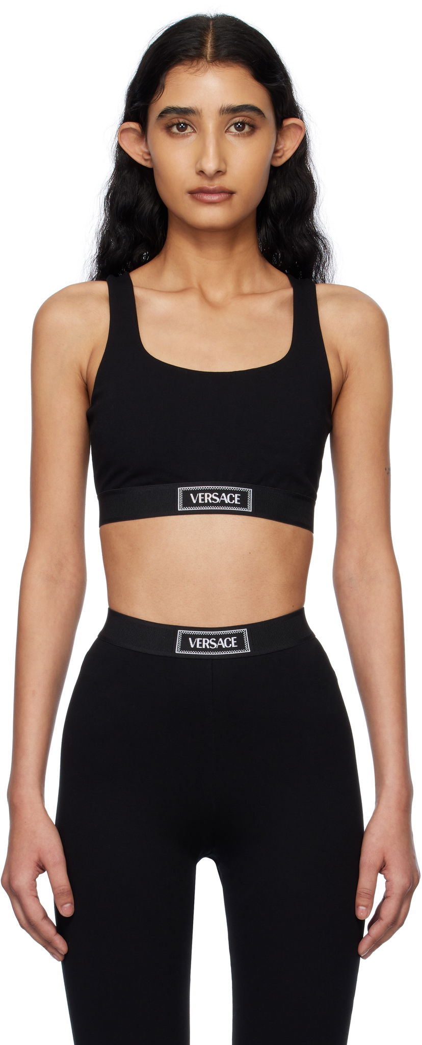 Modrček Versace Versace 90s Vintage Logo Sport Bra Črna | 1015880_1A12037_1B000
