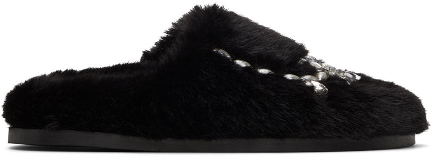 Oblačila Simone Rocha Simone Rocha Embellished Furry Slippers Črna | SLD44B-W 0402, 0