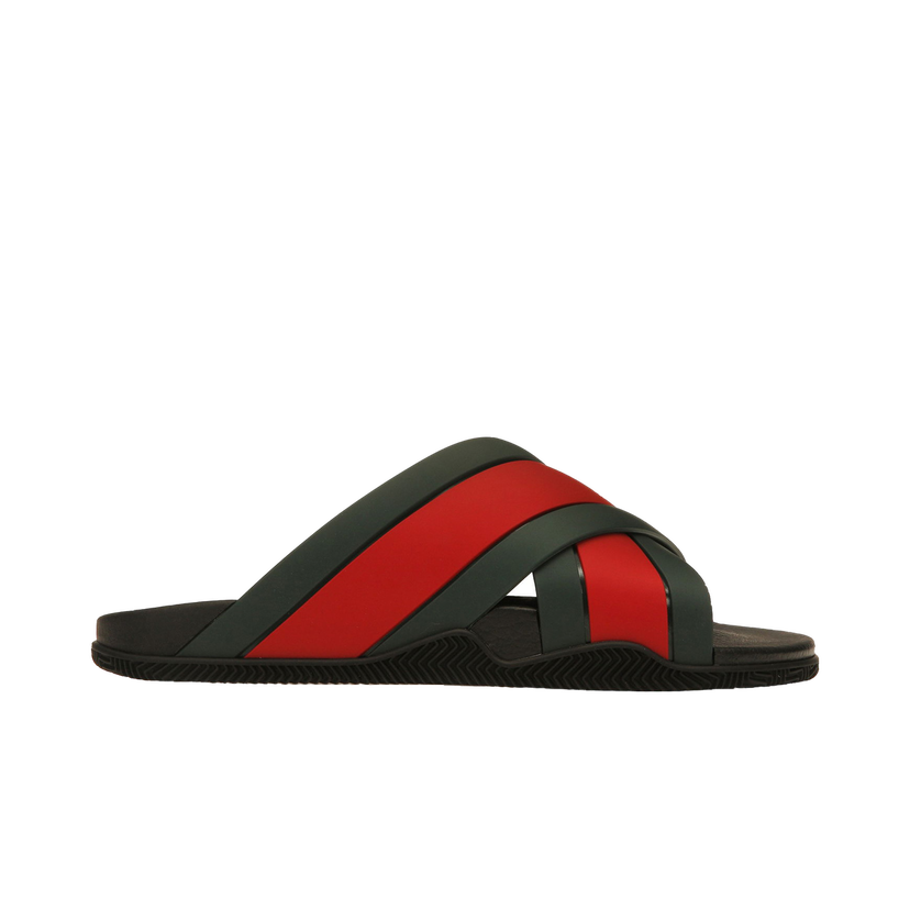 Superge in čevlji Gucci Web Slide Black Rubber Rdeča | 630326 J8700 8460