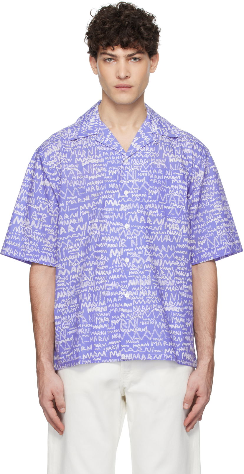 Srajce Marni Marni Pencil Logo Short Sleeve Shirt Lila | CUMU0213A5 UTC464