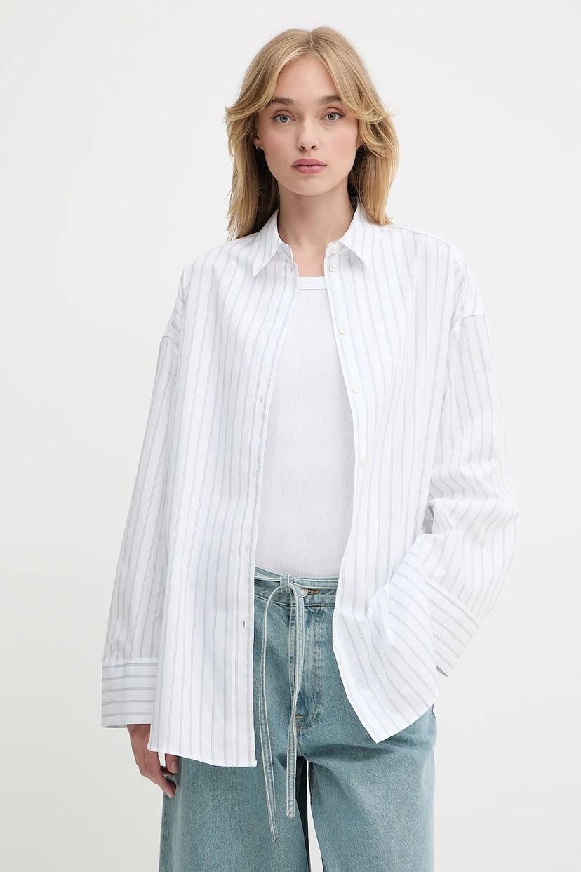 Srajce Samsoe Samsoe Samsoe Samsoe SAMARIKA Relaxed Fit Striped Button-Down Shirt Bela | F25200084