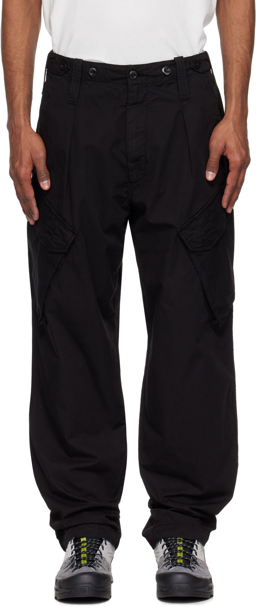Cargo hlače C.P. Company C.P. Company Loose Cargo Gabardine Pants Črna | 18CMPA286A-110340O
