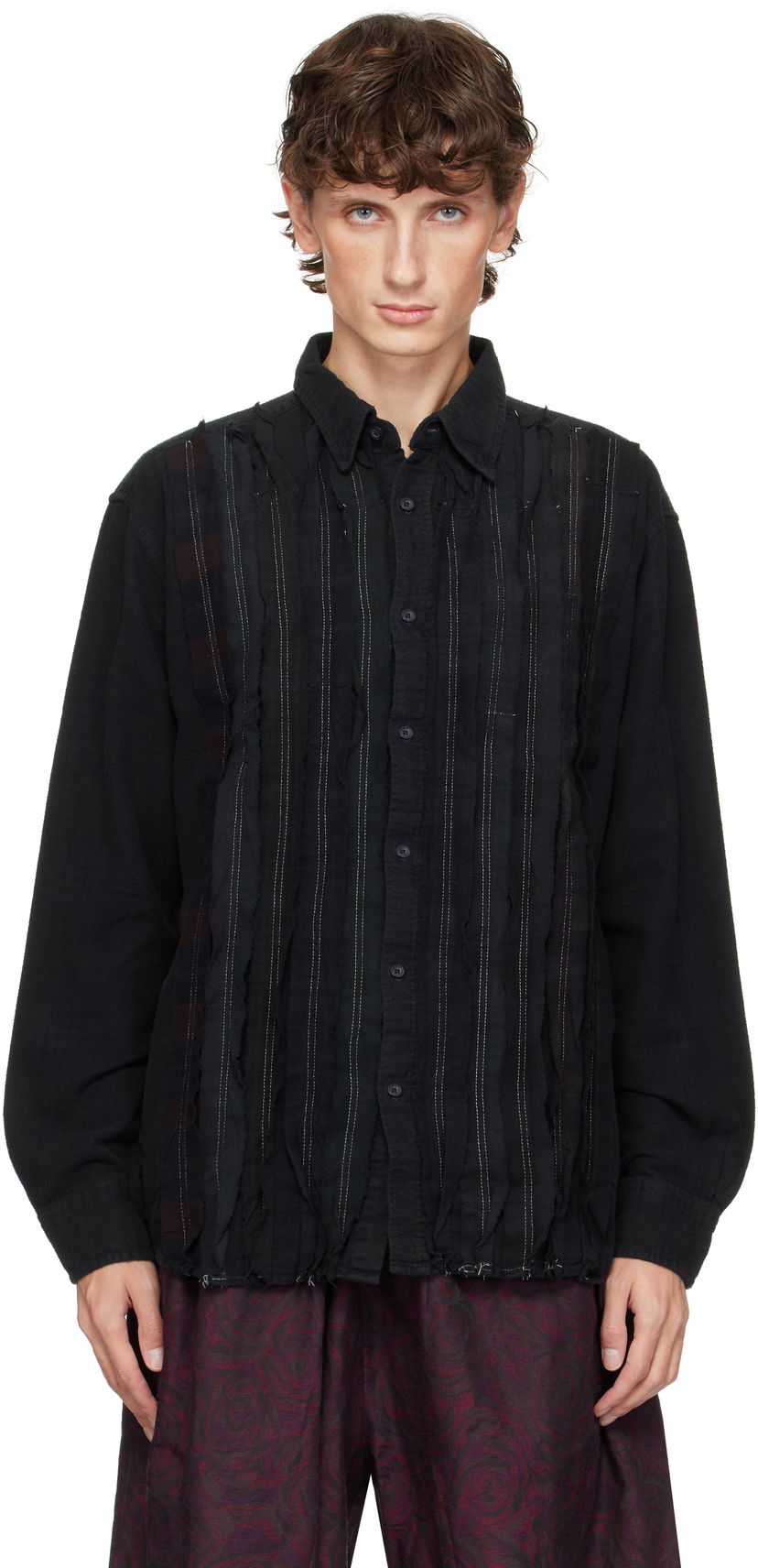 Srajce Needles Rebuild Ribbon Shirt Črna | PU355