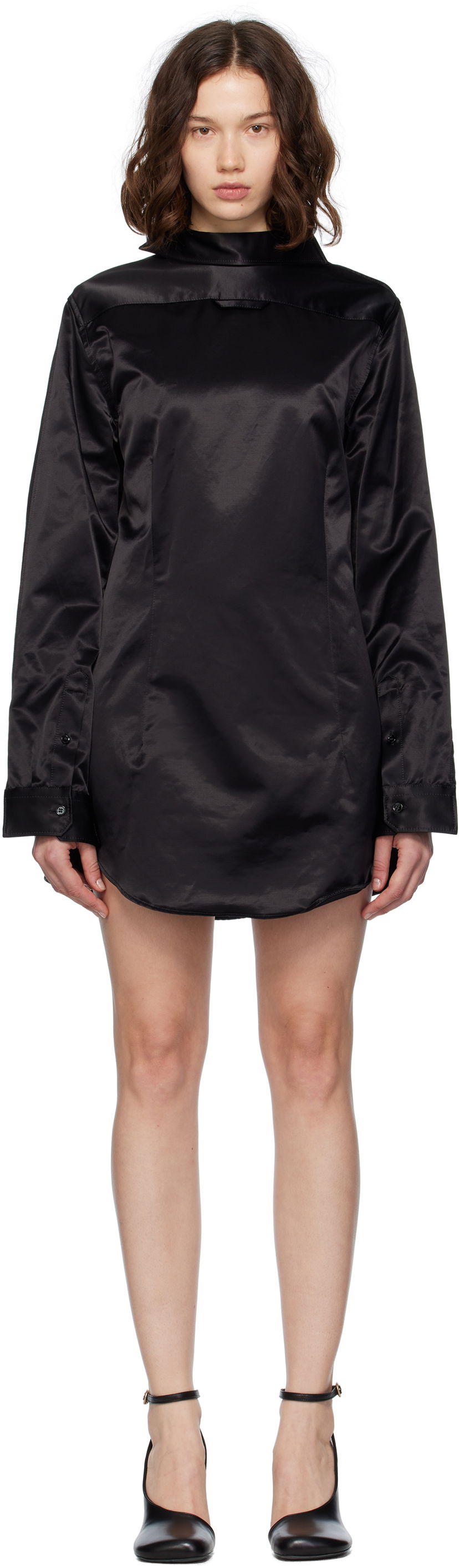 Obleke Maison Margiela MM6 Maison Margiela Satin Mini Dress Črna | S52DA0069 MTN084