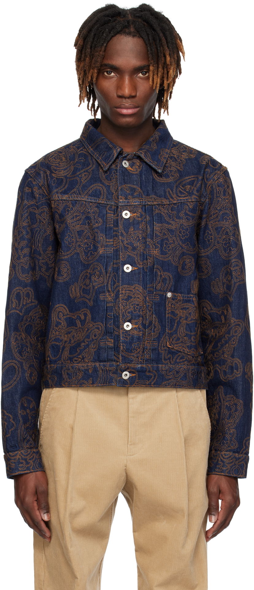 Jakna KENZO Kenzo Paris VERDY Edition Embroidered Denim Trucker Jacket Modra | FF55DV3096V1