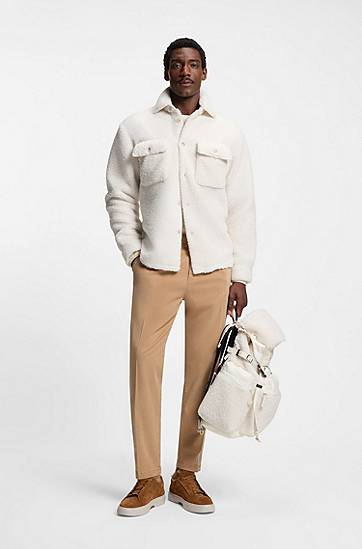 Srajce BOSS BOSS x Steiff relaxed-fit overshirt in teddy fabric Bela | 50551354, 1