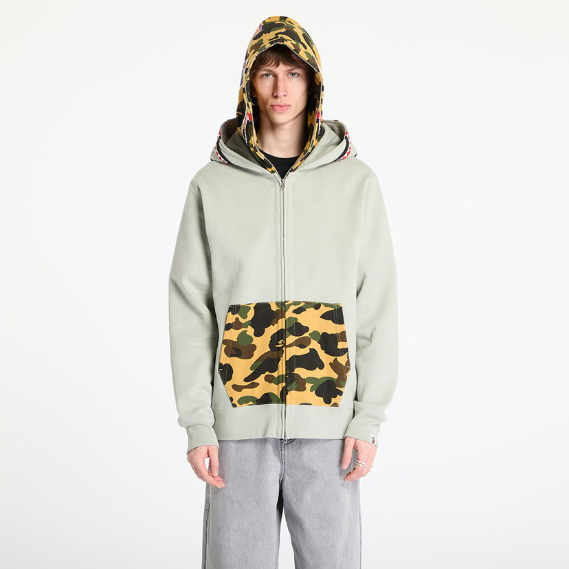 Pulover BAPE A BATHING APE 1st Camo Shark Full Zip Double Hoodie Zelena | 001ZPL301007MOLD