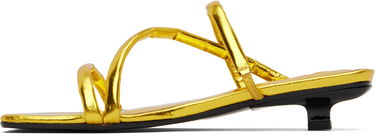 Nega čevljev BY FAR BY FAR Morena Eel Embossed Metallic Leather Heeled Sandals Rumena | MWFHO015CL035ME033PL, 2