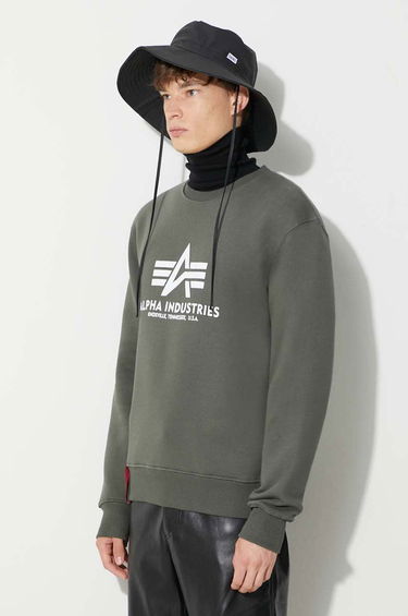 Pleteni pulover Alpha Industries Sweater With Print Zelena | 178302.142, 3