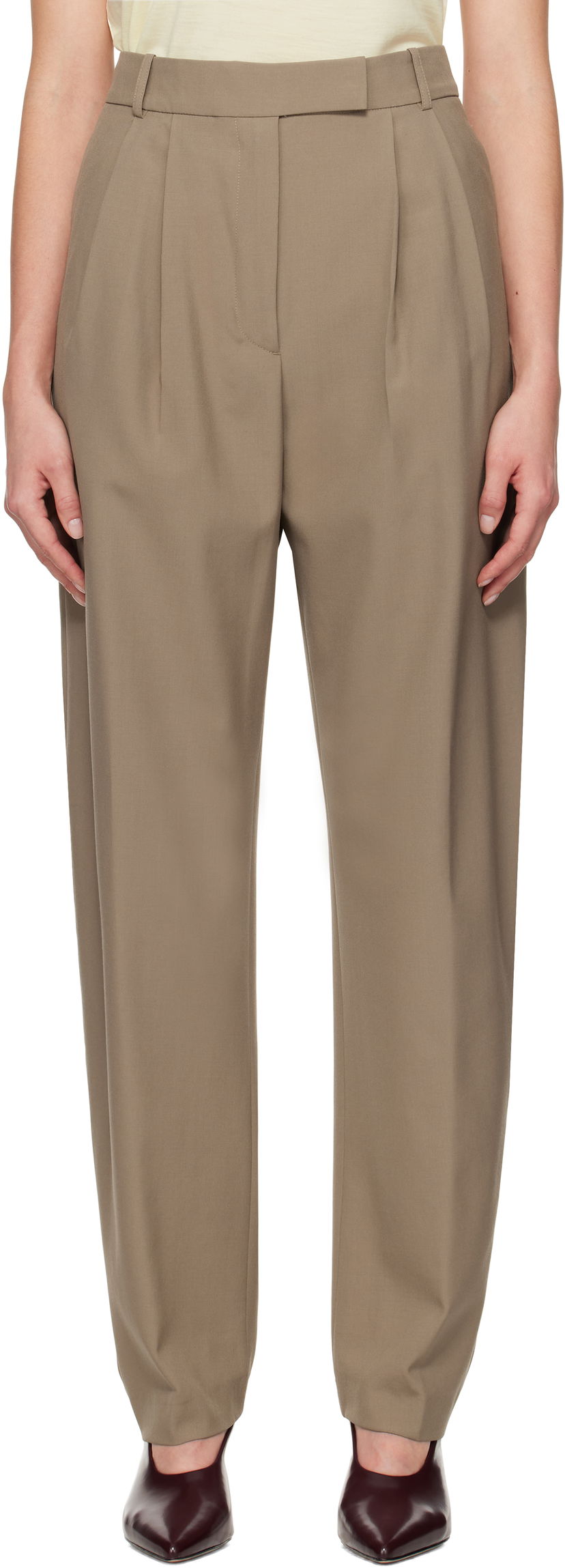Hlače Róhe Round-Leg Tailored Trousers Rjava | 414-30-046