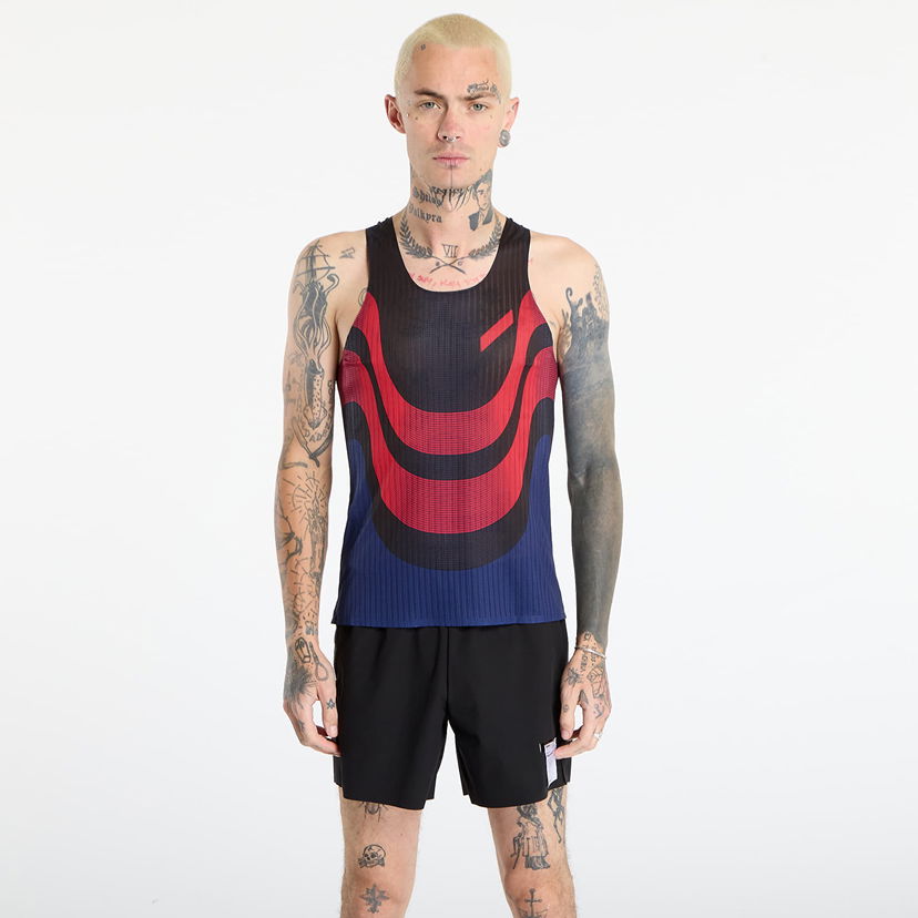 Majica brez rokavov Soar Running Ribbed Race Vest with Curved Pattern Večbarvna | AW25-SV7M-BLK/RE