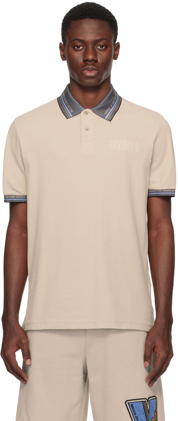 Polo majica Versace Jeans Couture Beige Printed Polo Bež | E76GAGT09_ECJ01T