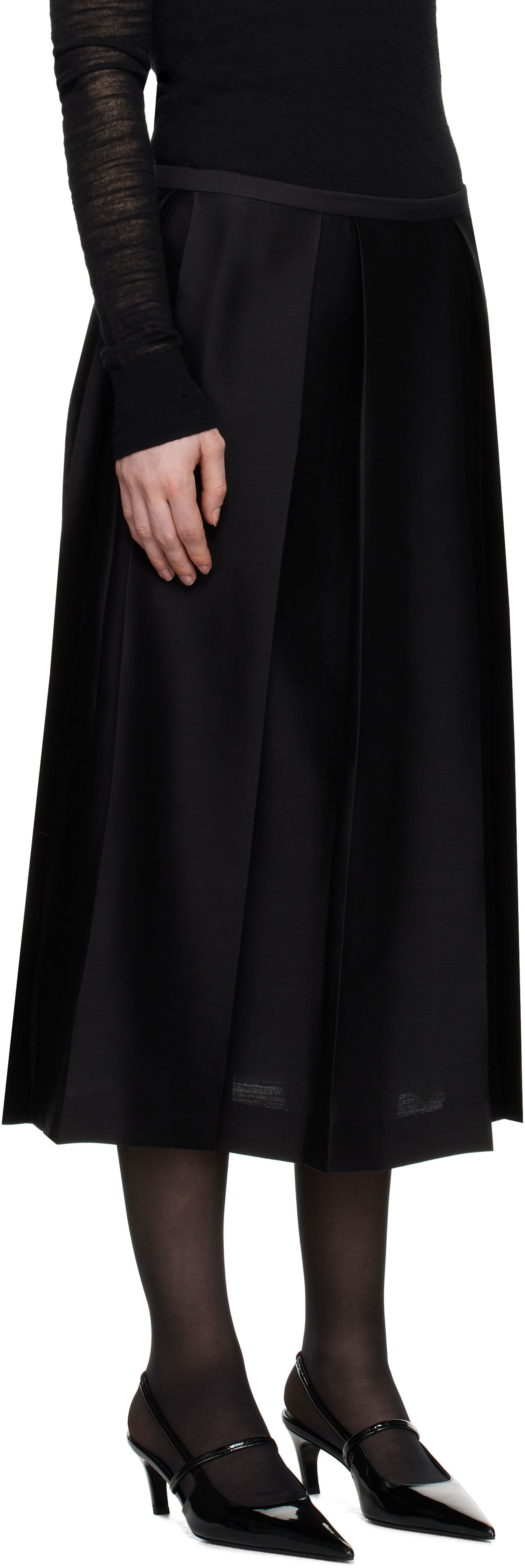 Krila TOTEME TOTEME Twinflower Pleated Midi Skirt Črna | 251-WRB0273-FB0324, 1