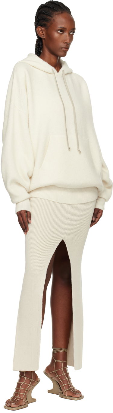 Krila Rick Owens Rick Owens Concordians Ribbed Knit Sliced Midi Skirt Bela | RO02E4671 KWVH, 3