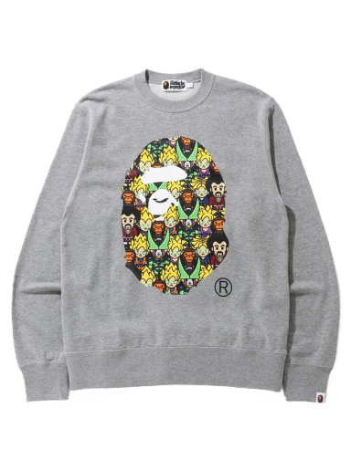 Pleteni pulover BAPE Dragon Ball x Z Baby Milo Big Ape Head Crewneck Siva | 002SWG231914XGRA