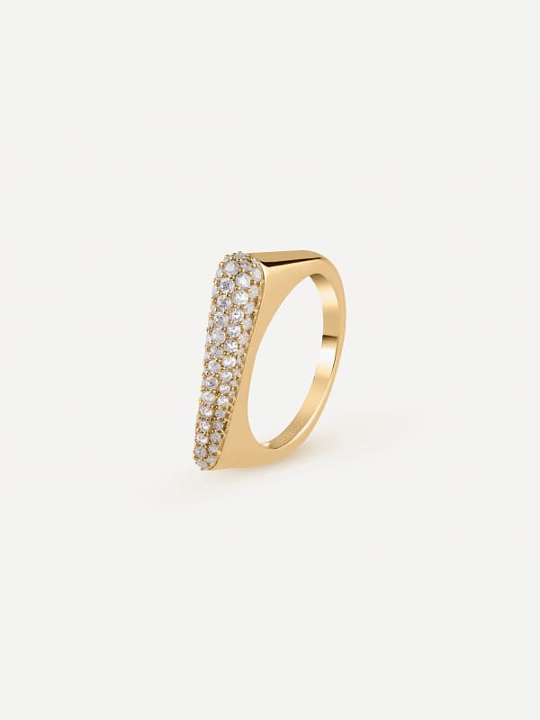 Prstan GUESS Gold Tone Pave Ring Kovinski | JSBR04500JW