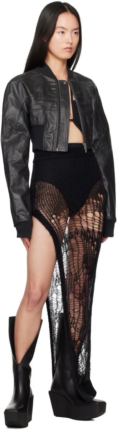Bomber jakna Rick Owens Rick Owens Hollywood Girdered Cropped Leather Bomber Jacket Črna | RP01E7713 LTP, 3