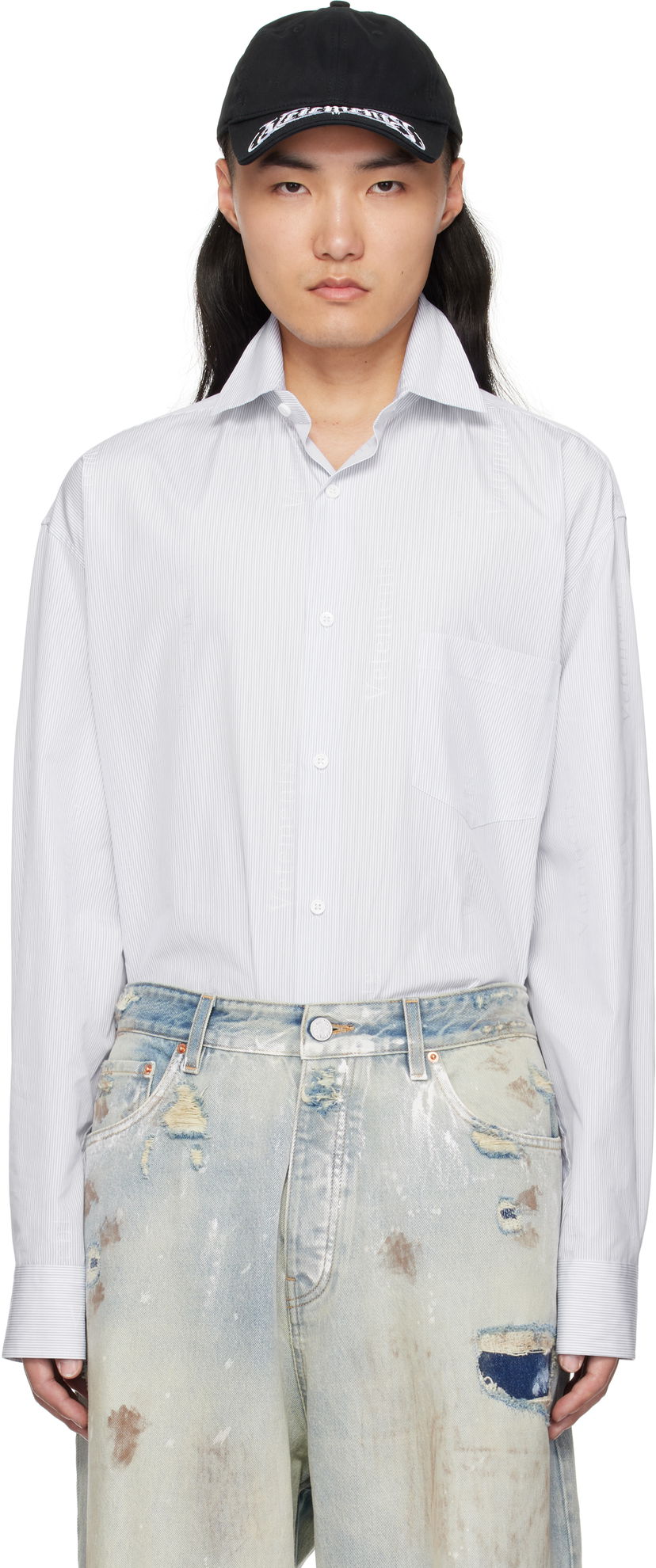Srajce VETEMENTS Vetements Pinstripe Shirt Bela | UA66SH410N