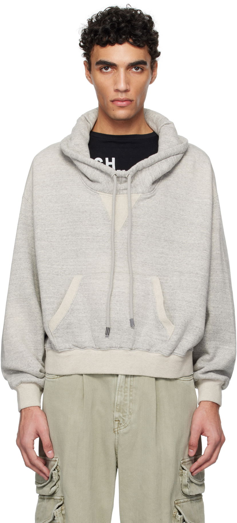 Pulover R13 R13 Cropped Popover Sweatshirt Siva | R13WK255-001BH