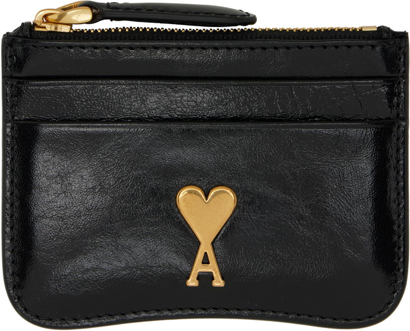 Denarnica AMI AMI Paris Zipped Leather Card Holder Črna | USL105.AL0051