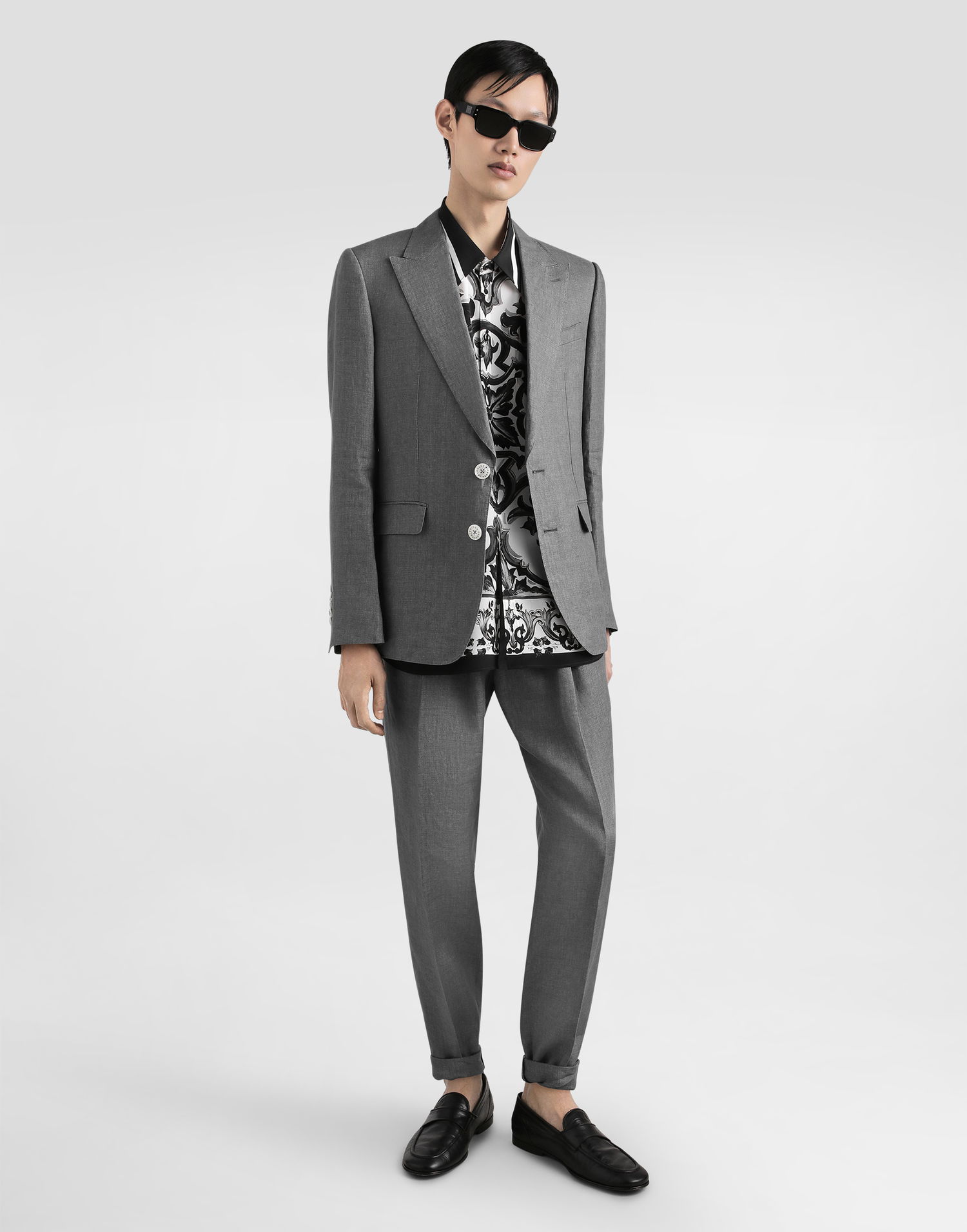 Hlače Dolce & Gabbana Dolce & Gabbana Washed Linen Canvas Jogging Trousers Siva | GP12QZFU4MFN0701, 1