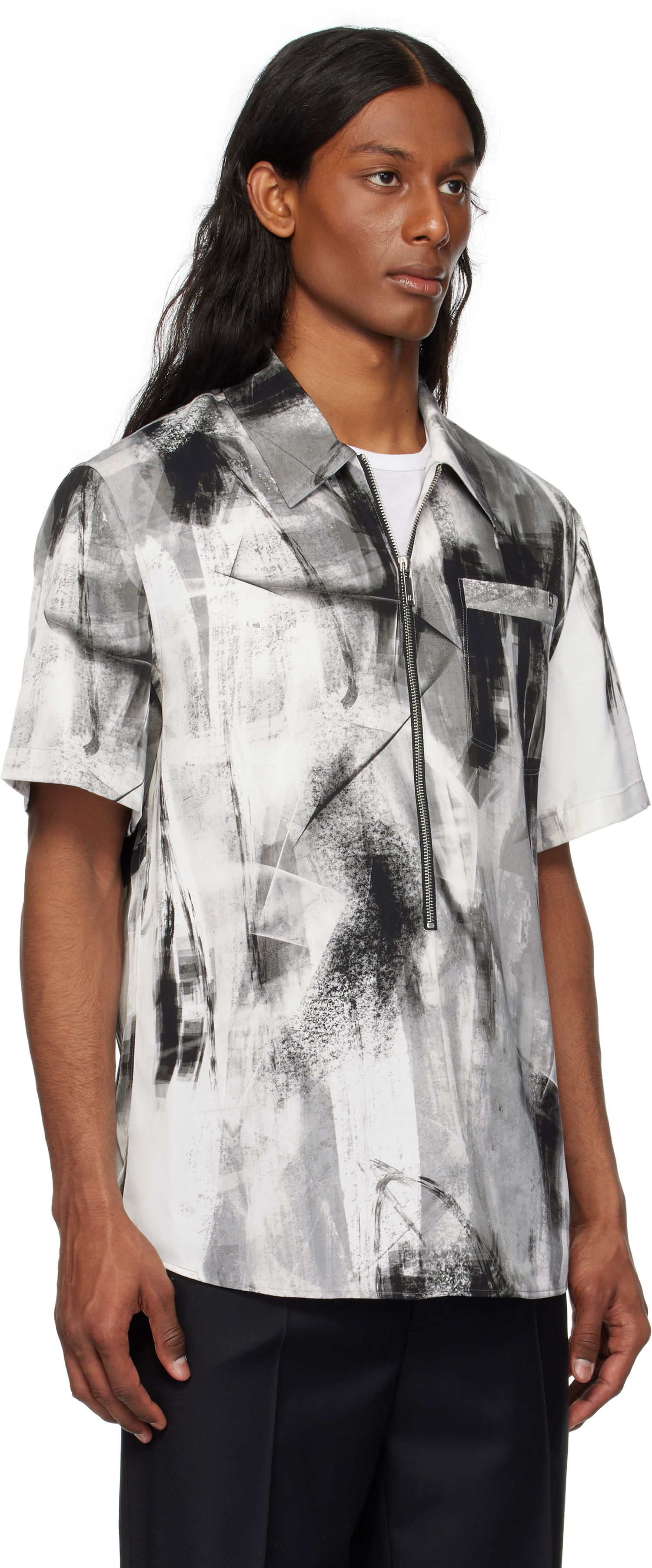 Srajce Helmut Lang Helmut Lang Zip Scribble Shirt Bela | P02HM507, 1