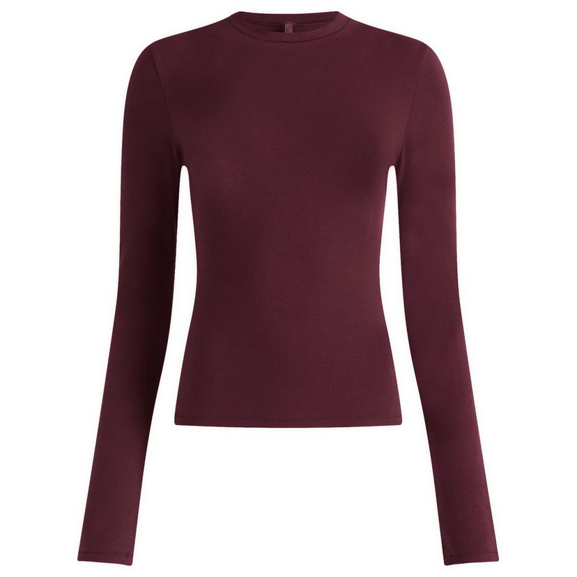Majica SKIMS Cotton Jersey Long Sleeve T-Shirt, Size Large Bordo | AP-TSH-0647-CUR