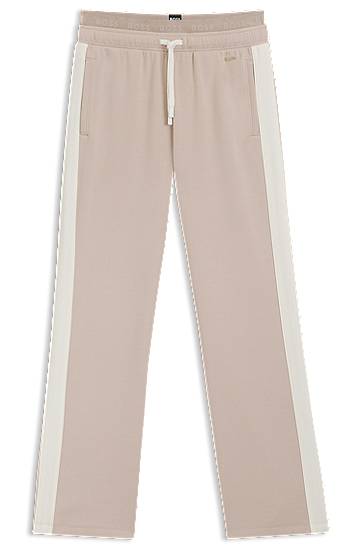 Trenirka BOSS Contrast-trim tracksuit bottoms with double waistband Bež | 50550717