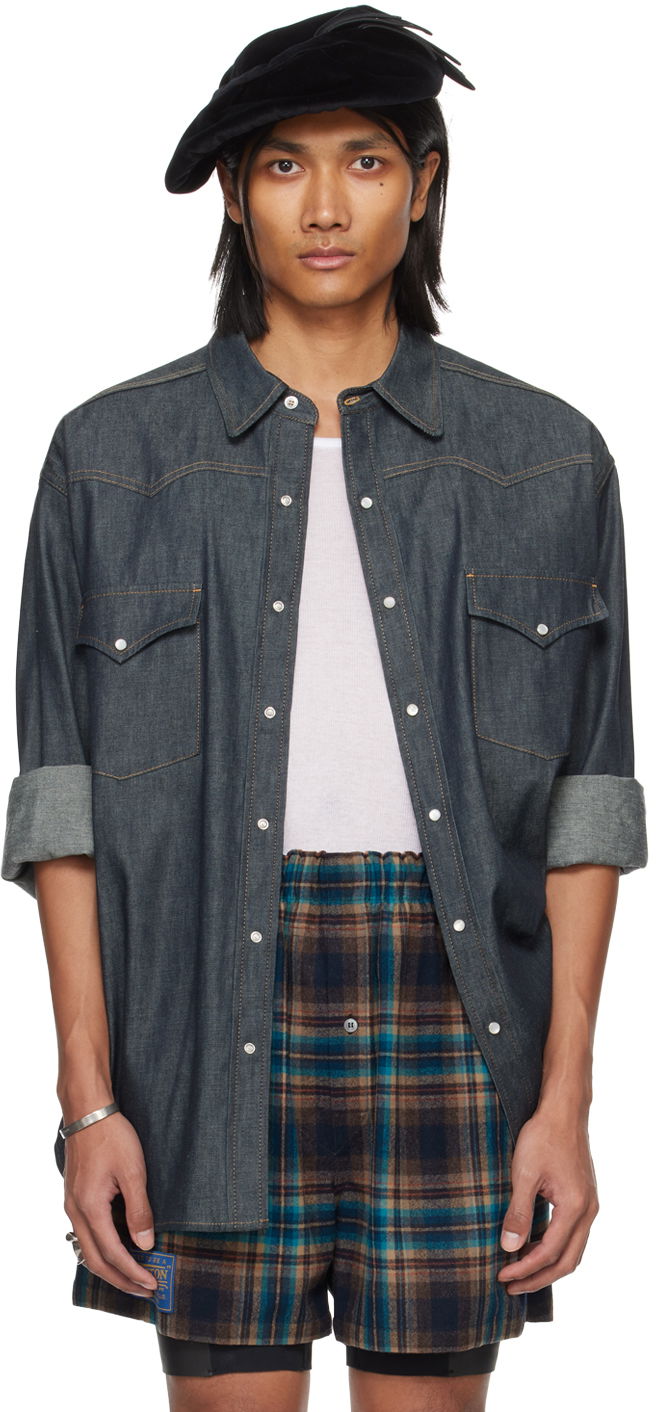 Srajce Maison Margiela Press-Stud Denim Shirt Mornarica | S50DT0015 S30881