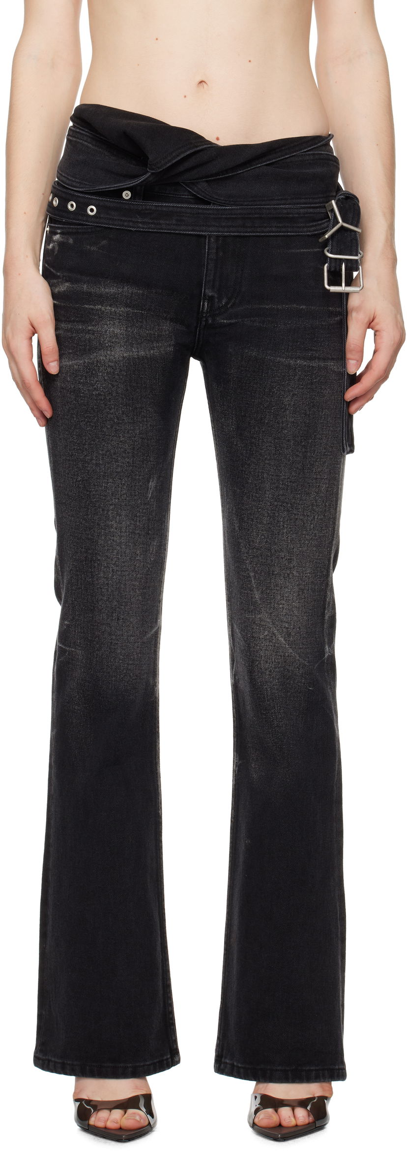 Kavbojke Y/PROJECT Wrap Belt Black Jeans Črna | 107PA006
