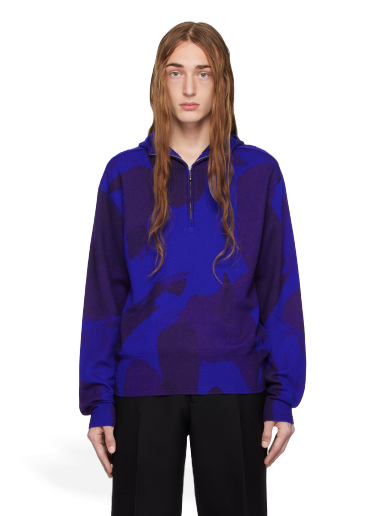 Pulover Burberry Camouflage Hoodie Mornarica | 8077829