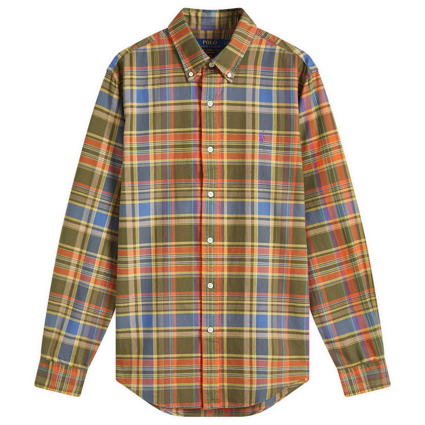 Srajce Polo by Ralph Lauren Ralph Lauren Custom Brushed Twill Plaid Oxford Shirt, Size Large Oranžna | 710961339003