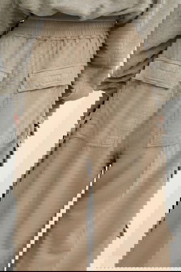 Cargo hlače Rick Owens Rick Owens DRKSHDW Double Cargo Jumbo Belas High Waist Wide Leg Pants Bež | DS02E7324.CFL, 3