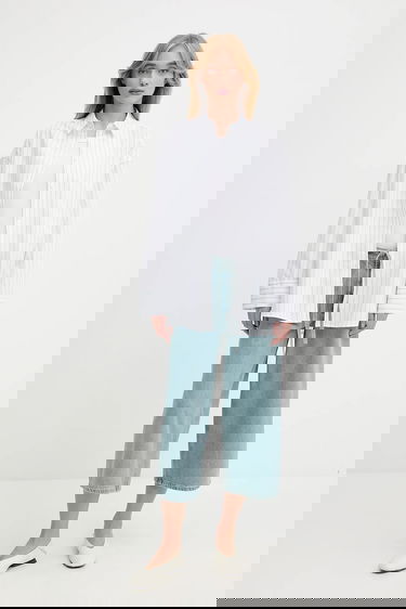 Kavbojke Samsoe Samsoe Samsoe Samsoe SAHARPER High Waist Wide Leg Cropped Jeans Modra | F25200011, 1