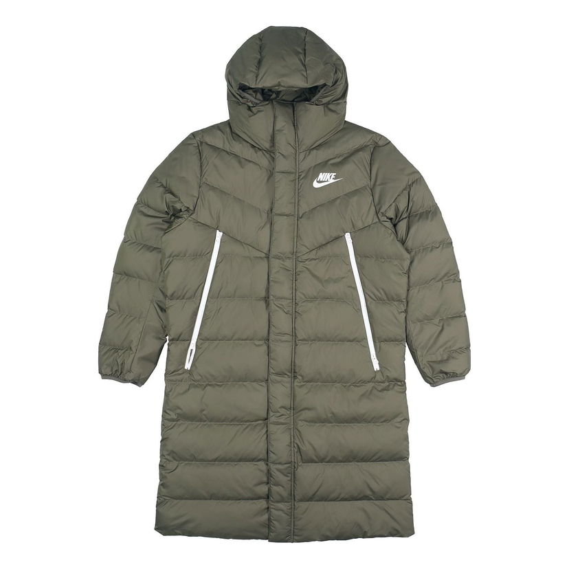 Puhovka Nike Sports Mid-Length Hooded Down Jacket Zelena | CU0281-380