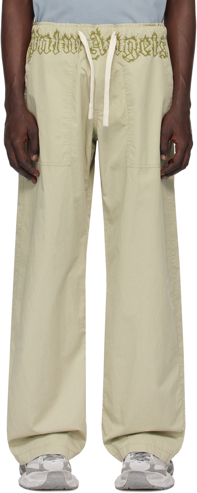 Cargo hlače Palm Angels Loose-Fit Cargo Pants With Logo Waistband Bež | PMCA117S25FAB0026156