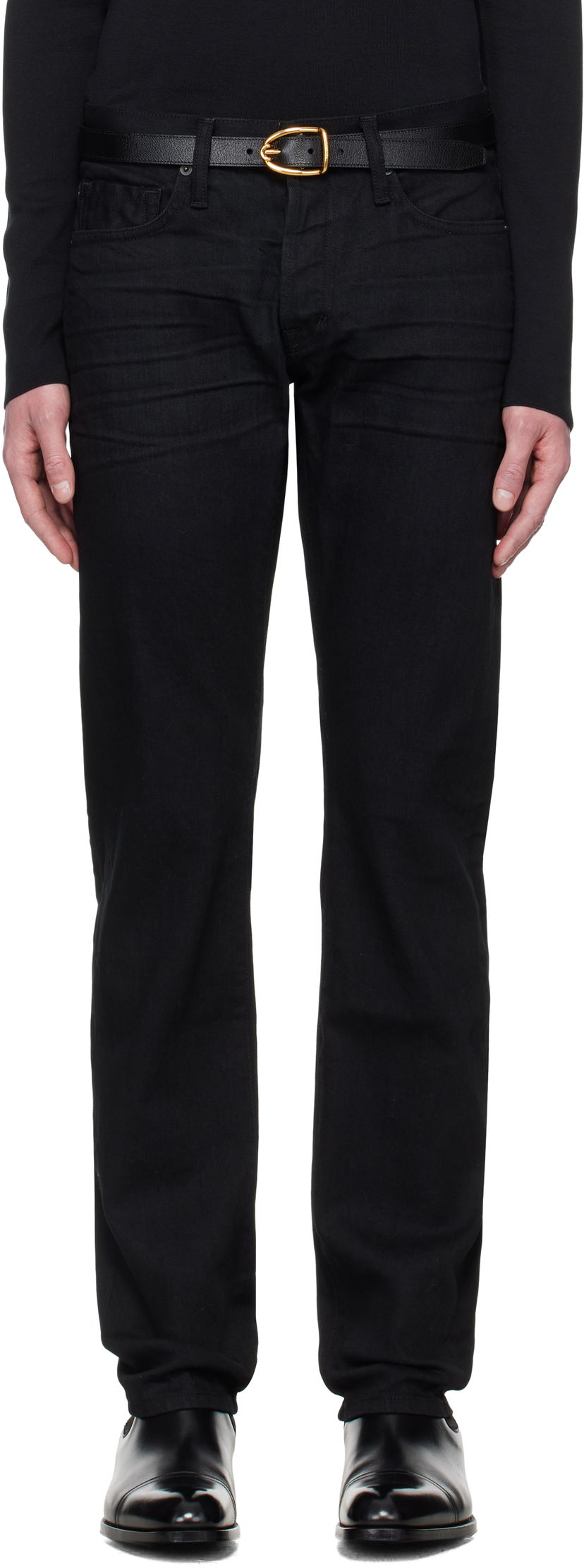 Kavbojke Tom Ford TOM FORD Stretch Straight Fit Denim Jeans Črna | DPH001-DMC005S23