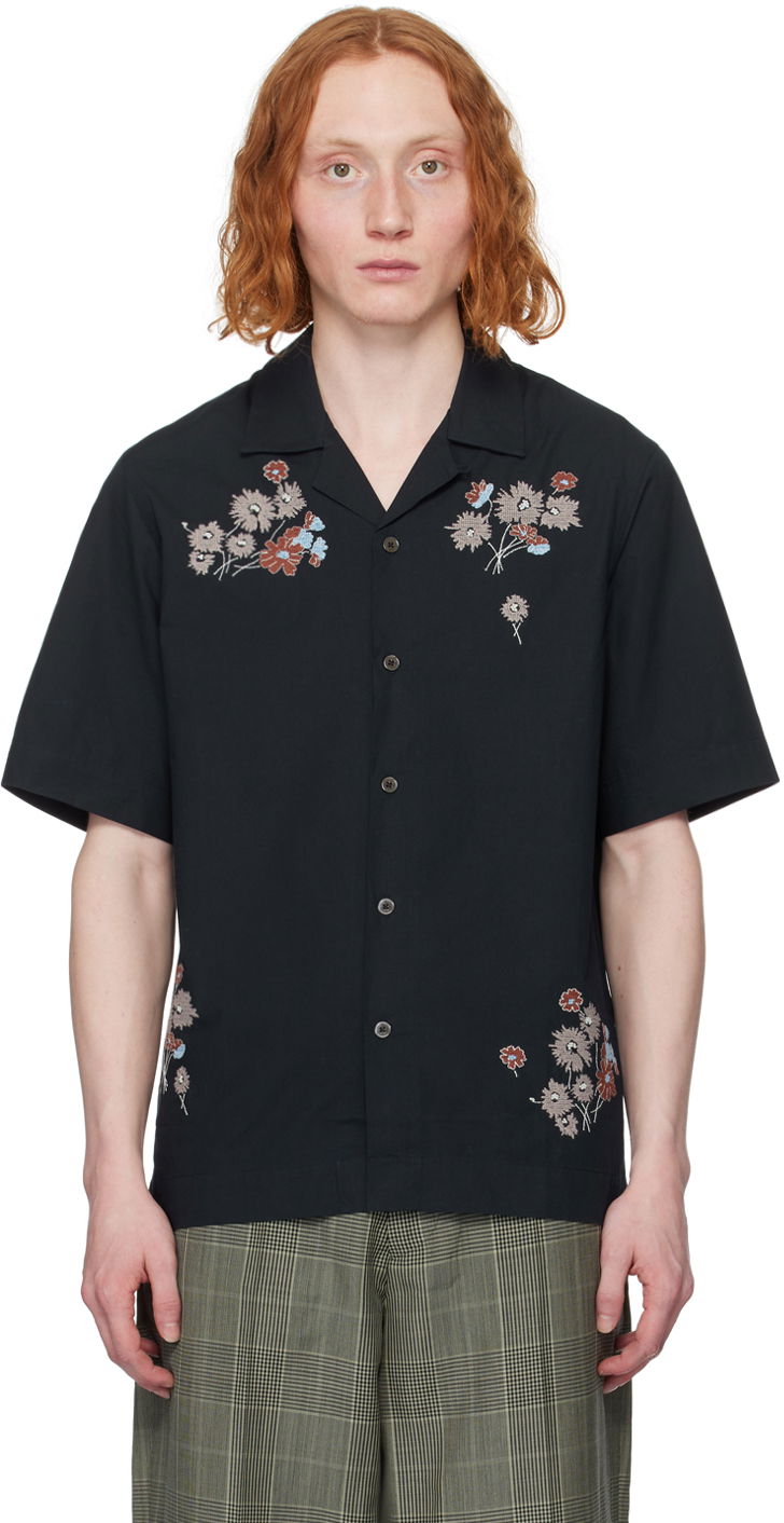 Srajce Paul Smith Paul Smith Embroidered Short Sleeve Shirt Črna | M1R-905UE-M01592-49A